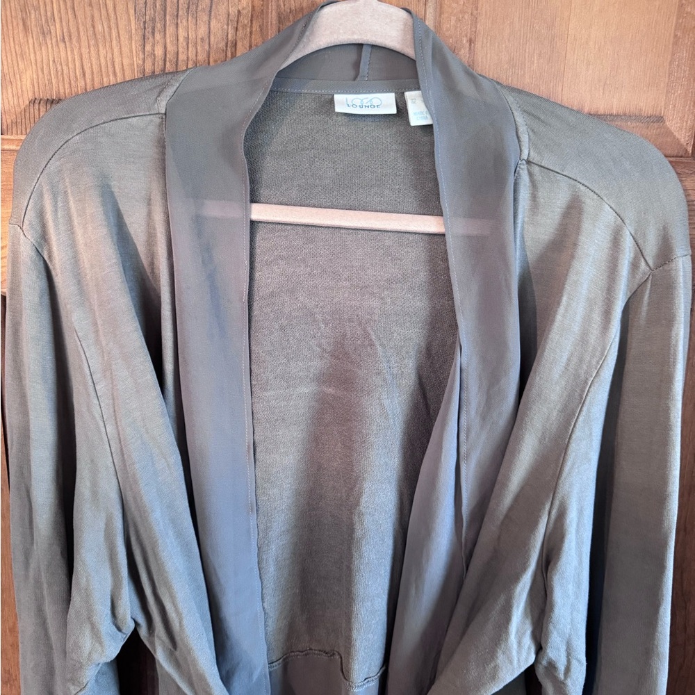 LOGO Lounge by Lori Goldstein Chiffon Cascade Cardigan with Tie Detail 3X - Picture 3 of 16
